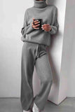 Dodobye Solid Turtleneck Long Sleeve Long Pant Knitted Set