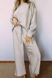 Dodobye Solid Color Long Sleeve Long Pant Textured Set