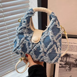Dodobye Niche design bag female 2024 new summer trend line denim messenger bag casual portable bucket bag