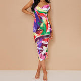 Dodobye 2024 Russia Explosion Printed Pleated Slim Slim Strap Dress Dress