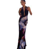 Dodobye Women's Cross-border Foreign Trade Manufacturers 2023 New Digital Printing Sexy Hanging Collar Long Long Dress