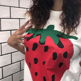 Back To School Dodobye American Style Retro White Strawberry Short-sleeved T-shirt Women's Summer Vintage Design Niche Half-sleeved Top