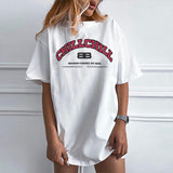 Back To School Dodobye American Style Retro Simple Letter Printing Short-sleeved T-shirt Summer Women's National Fashion Loose Oversize Hot Girl Top Fashion