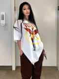 Back To School Dodobye American Retro White Angel Short-sleeved Female Niche Design Sense European And American Oversize Half-sleeved T-shirt Hot Girl Top