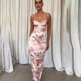 Dodobye Spring 2024 New Split Long Dress Fashion Elegant Elegant Printed Lace Slip Dress Women's Dress