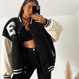 Black Friday Dodobye American Retro Black Sweet Cool Baseball Suit Women's Spring European And American High Street Bomber Jacket Short Spice Girl Jacket