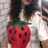 Back To School Dodobye American Style Retro White Strawberry Short-sleeved T-shirt Women's Summer Vintage Design Niche Half-sleeved Top