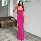 Dodobye Select Hot New Sexy Backless Slim-Fit Stitching Bow Hip Elegant Long Dress Women