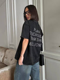 Back To School Dodobye American Style Vintage Vintage Washed Old Letter Short-sleeved T-shirt Women's National Fashion Oversize Hot Girl Top Fashion Brand