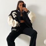 Black Friday Dodobye American Retro Black Sweet Cool Baseball Suit Women's Spring European And American High Street Bomber Jacket Short Spice Girl Jacket