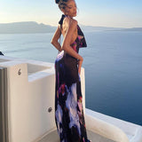 Dodobye Women's Cross-border Foreign Trade Manufacturers 2023 New Digital Printing Sexy Hanging Collar Long Long Dress