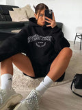 Black Friday Dodobye Chill77 American Retro Oversize Black Hooded Women's European And American Street Vintage Hot Girl Hoodie