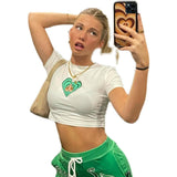 Back To School Dodobye American Style Retro Love Short Short-sleeved T-shirt Women's Summer European And American Y2K Millennial Hot Girl Bm Cropped Top