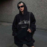 Black Friday Dodobye Chill77 American Retro Black Letter Hooded Sweater Women's Autumn European And American Street Loose Casual Simple Hoodie