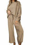 Dodobye Solid Color Long Sleeve Long Pant Textured Set