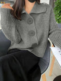 Dodobye-Knit Big Button Cardigan