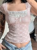 Dodobye Lace Patchwork Crop Blouse