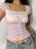 Dodobye Lace Patchwork Crop Blouse