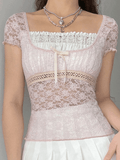 Dodobye Lace Patchwork Crop Blouse