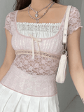 Dodobye Lace Patchwork Crop Blouse