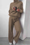 Dodobye Solid Turtleneck Long Sleeve Long Pant Knitted Set