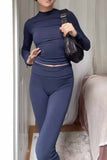 Dodobye Solid Half Turtleneck Long Sleeve Set