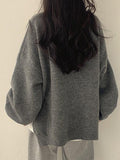 Back To School Dodobye Oversized Split Hem Pullover Sweater