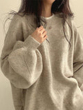 Back To School Dodobye Oversized Split Hem Pullover Sweater