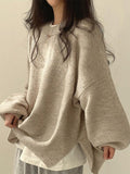 Back To School Dodobye Oversized Split Hem Pullover Sweater