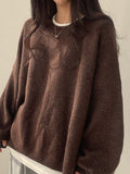 Back To School Dodobye Oversized Split Hem Pullover Sweater