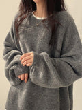 Back To School Dodobye Oversized Split Hem Pullover Sweater