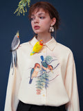 Dodobye A Bird-And-Flower Blouse Perched On A Treetop