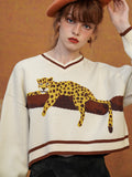 Dodobye A Leopard Knit Sweatshirt That Stays On The Tree