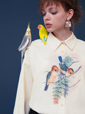 Dodobye A Bird-And-Flower Blouse Perched On A Treetop