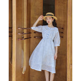 Dodobye Blue Indigo Flower French Dress