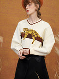 Dodobye A Leopard Knit Sweatshirt That Stays On The Tree