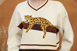 Dodobye A Leopard Knit Sweatshirt That Stays On The Tree