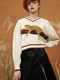 Dodobye A Leopard Knit Sweatshirt That Stays On The Tree