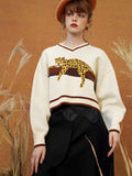 Dodobye A Leopard Knit Sweatshirt That Stays On The Tree