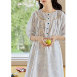 Dodobye Blue Indigo Flower French Dress