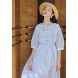 Dodobye Blue Indigo Flower French Dress