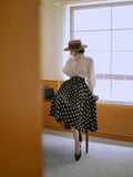 Dodobye Black Lady Polka Dot Umbrella Skirt