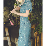 Dodobye Blue Floral Cheongsam Dress