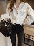 Dodobye Pleated Oversized Long Sleeve Blouse