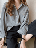 Dodobye Pleated Oversized Long Sleeve Blouse