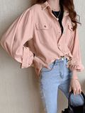 Dodobye Pleated Oversized Long Sleeve Blouse