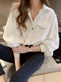 Dodobye Pleated Oversized Long Sleeve Blouse