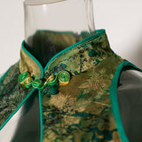 Dodobye Blue Green Painting Cheongsam Dress