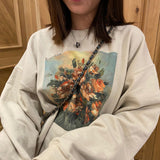 christmas outfit Dodobye Retro Flowers Oil Painting Sweatshirt