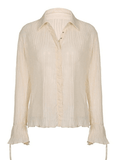 Dodobye Semi Sheer Long Sleeve Pleated Blouse